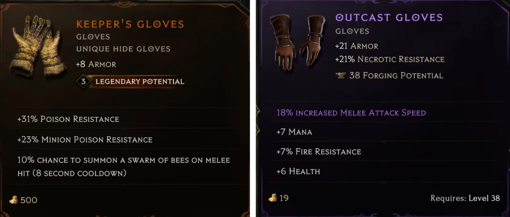 Unique item with Legendary Potential