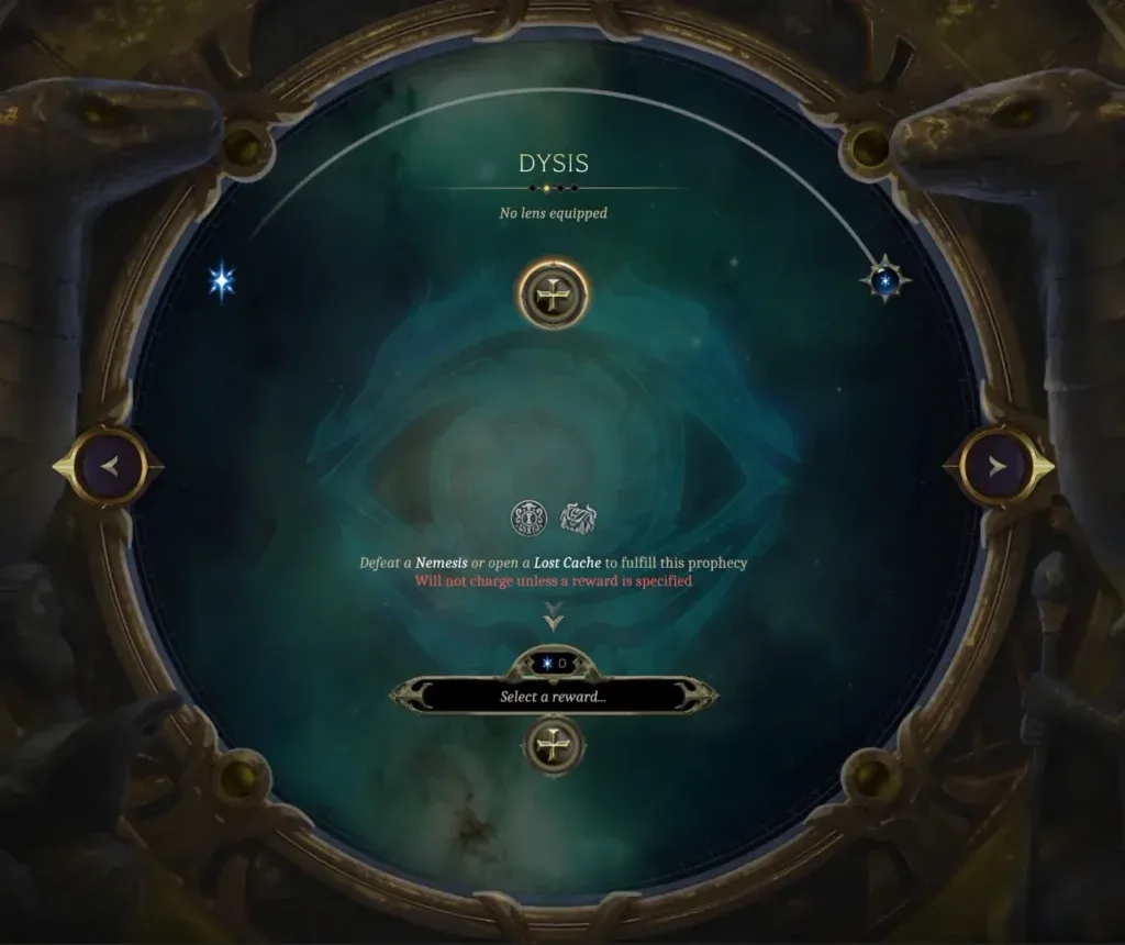Dysis prophecy configuration with reward selection