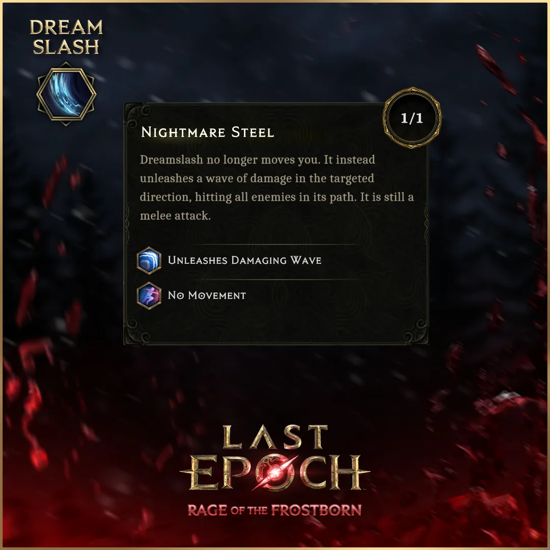 Dreamslash Nightmare Steel node tooltip