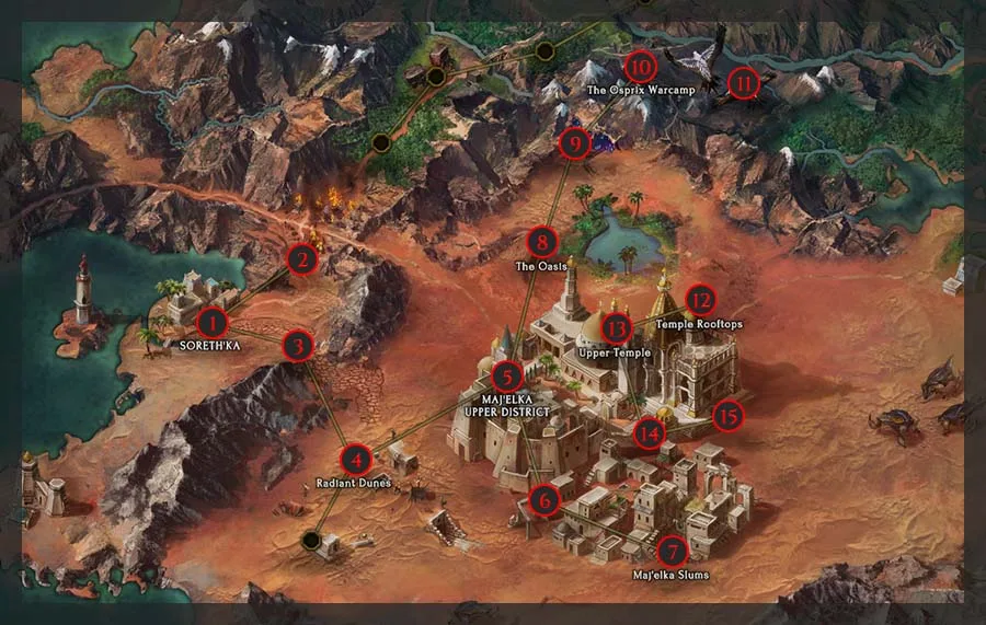 Chapter 9 map showing Radiant Dunes and Maj Elka