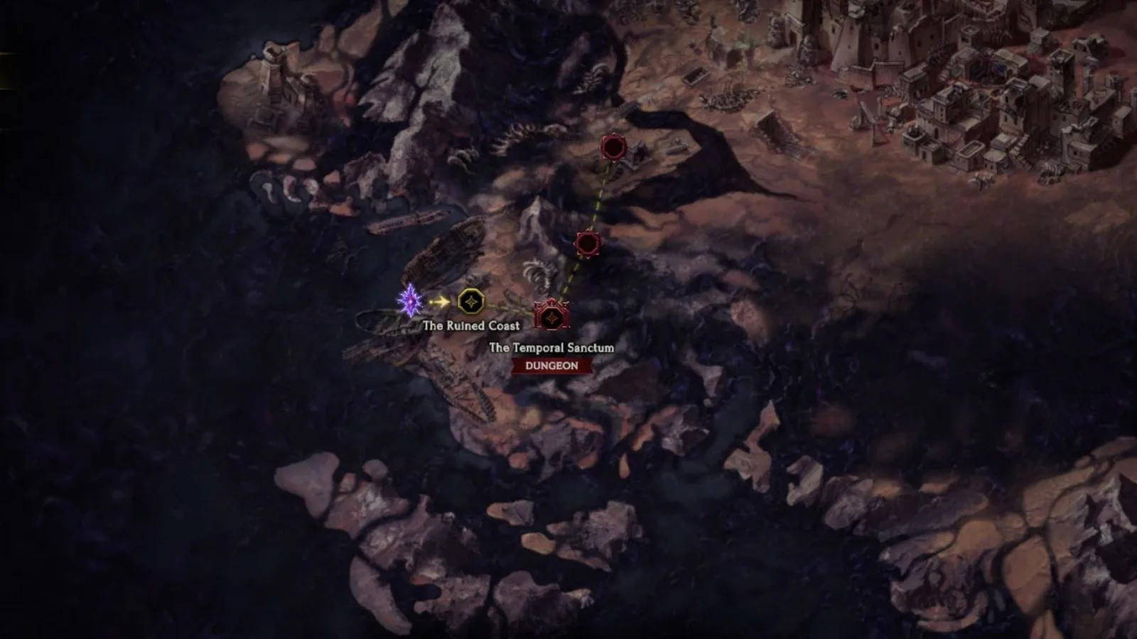 Ruined Coast map connected to the Temporal Sanctum entrance